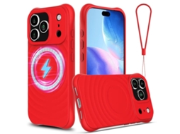 Capa Para Iphone 17 Pro - Textura Ondulada Com Magsafe - Silicone Líquido