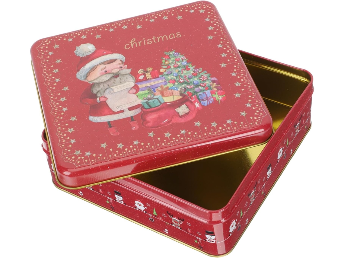 Caixa De Natal Decorativa Em Lata, Pequena E Compacta, Ideal Para Guardar Biscoitos E Doces