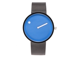 Relógio de Pulso Zhoulianfa Zlf0390 Minimalista Pulseira de Malha Metal Azul Real Quartzo Unisex