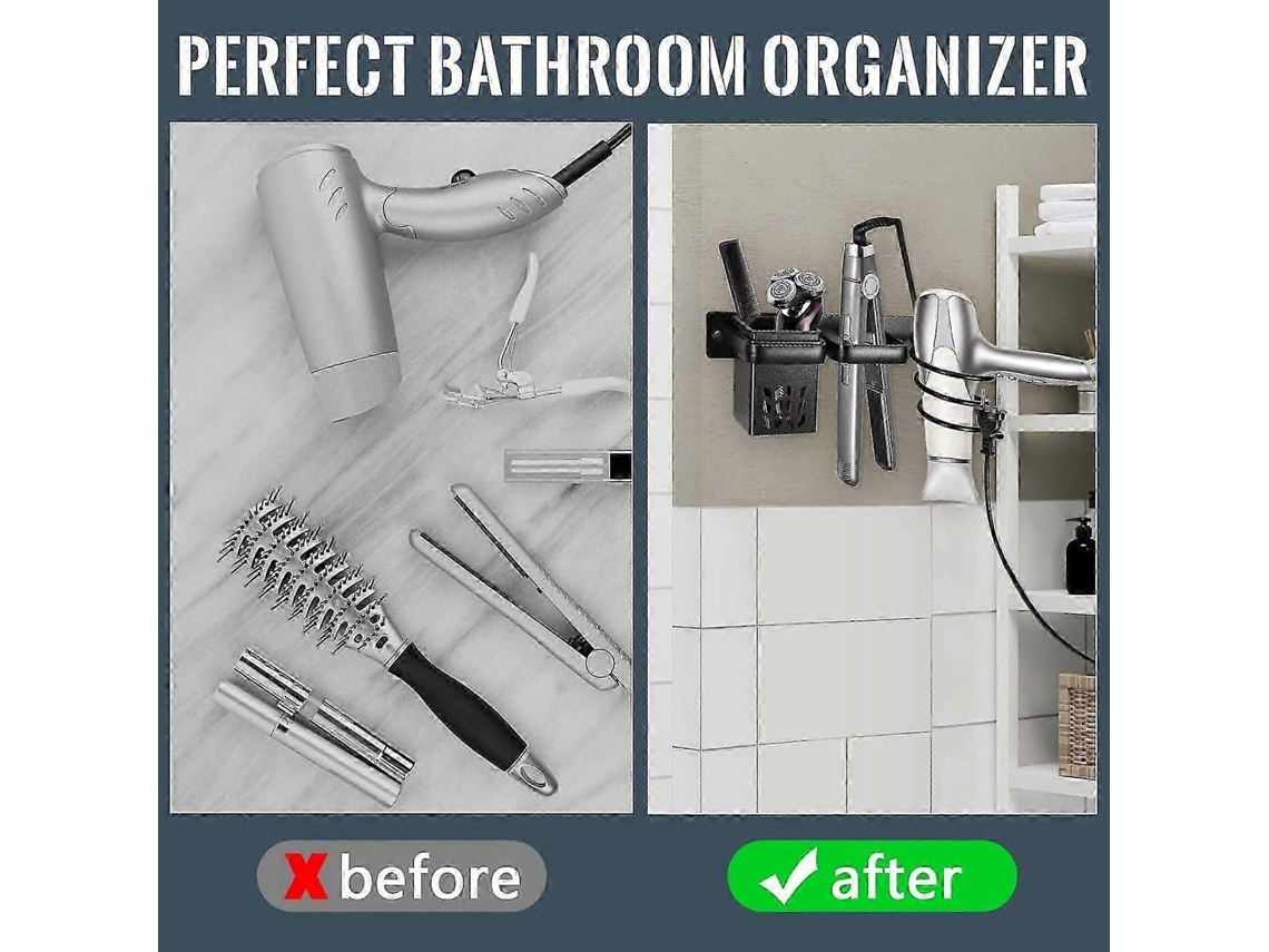 Suporte para Secadora de Cabelo, Cabelo e Alisador, Alisamento Alumínio, Su Porte Organizador Sec GOKOCO