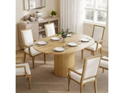 Mesa De Refeição Extensível Redonda Para 6-8 Pessoas Com Base Estriada Para Sala De Estar 110-150x110x75 Cm Madeira