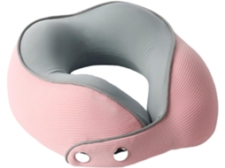 TRAVESSEIRO de pescoço portátil em espuma viscoelástica formato U, rosa, com suporte de 360° em BRILVIBERA
