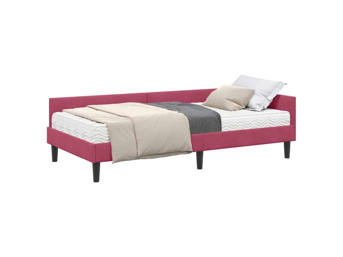 SYFAX™ Estrutura de Cama de Canto com Colchão 2 Pcs Verde Veludo