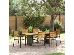 Vidaxl Conjunto De Jantar Para Jardim 7 Unid. Preto E Marrom Vime Pe