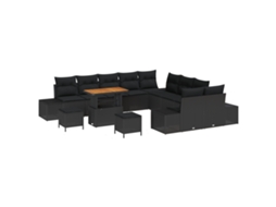 Conjunto 13 Móveis De Jardim Vidaxl Preto Vime Pe (349 X 289 X 85 Cm)