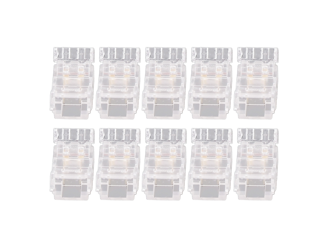 10pcs Conector de Fita Led Cob 2pin 8mm transparente sem solda para casa escola escritório | S/MARCA