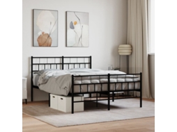 Vidaxl Estrutura De Cama Com Cabeceira E Pés 140x200 Cm Metal Preto