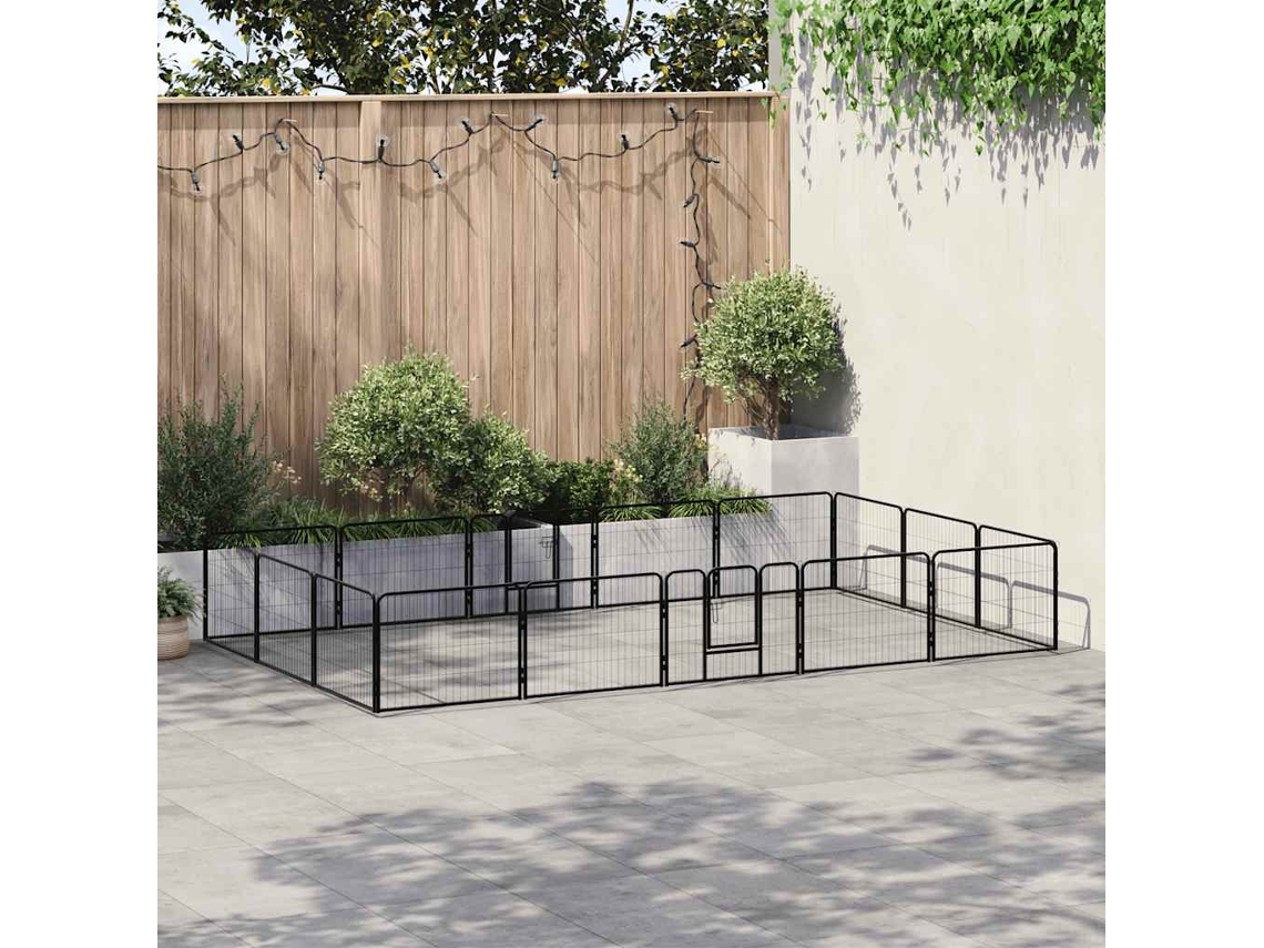 Vidaxl Parque 16 Painéis Aço 60x80 Cm Preto