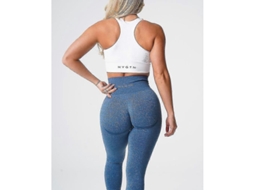 Leggings Sem Costuras Nvgtn Com Sombra De Contorno - Alça Alta, Banda Compressiva E Tecido Macio E Elástico Azul Slate