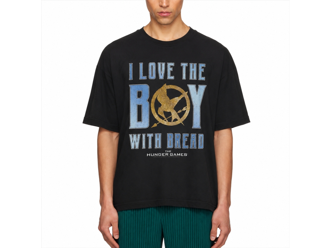 Rockinstone Hunger Games Boy With Bread Black T-shirt Size:xxxl