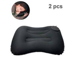 Conjunto De 2 Almofada De Viagem, Cor Preto, Apoio Para Pescoço E Cabeça Em Avião, Carro, Comboio Ou Escritório