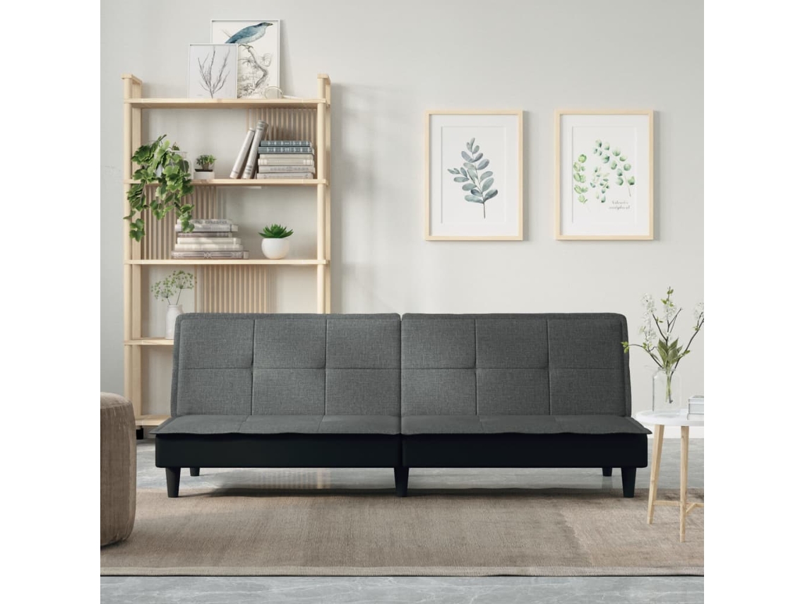 Vidaxl Sofá cama Tecido Cinzento escuro