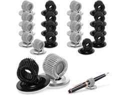 Conjunto de 20 porta-lápis de metal, compactos e com clipes seguros.