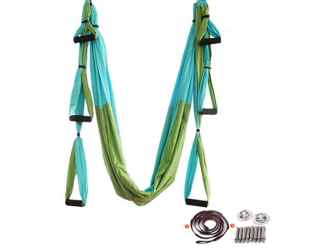 Conjunto de rede para ioga, balanço aéreo para ioga de 2,5 m com 6 alças, acessório e bolsa, alça para alongamento de pernas para fitness Zeuxo