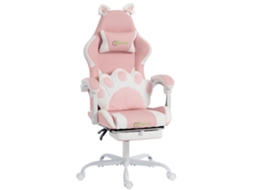 Cadeira Gamer Ergonômica Com Apoio Pés, Cor Rosa