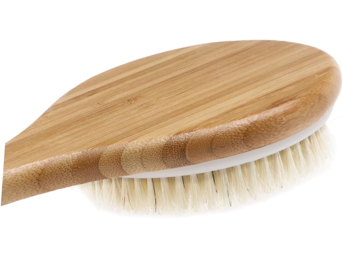 Escova De Banho Bambu Callaron Com Cabo Longo, Escova Esfoliante Para Chuveiro E Corpo, Ideal Para Joelhos E Pernas