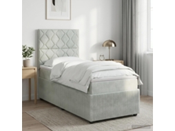 Vidaxl Cama Box Com Led E Colchão Cinzento-claro 100 X 200 Cm Veludo