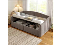 Polsterbett Sofabett 90x200 Cm Com Sistema Hidráulico E Lattenrost Cinza
