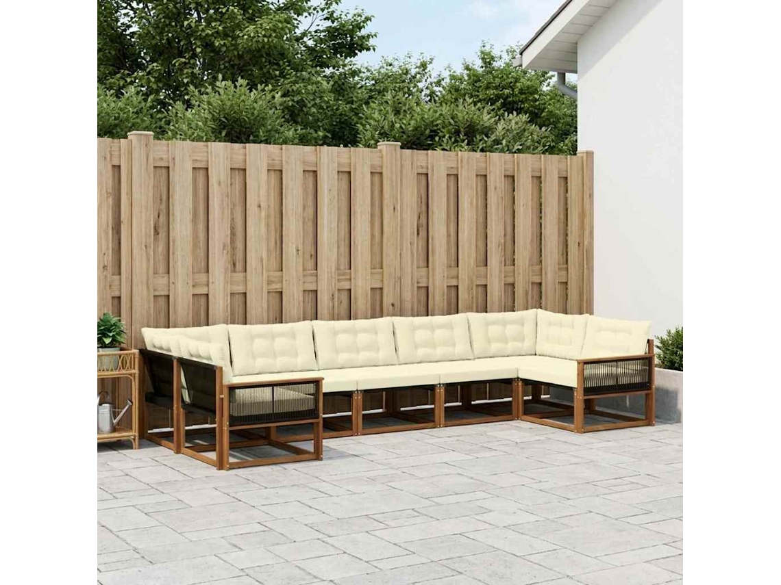 Vidaxl Conjunto De Sofás Para Exterior 7 Unid. Natural E Creme