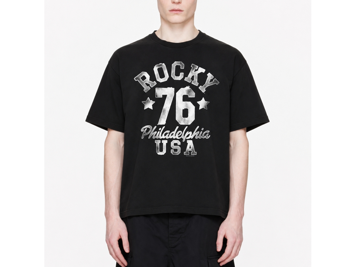 Rockinstone Rocky Movie Splotch Black Adult T-shirt Size:xxl