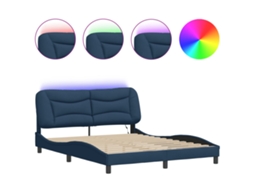 Estrutura de cama com LED MAISON EXCLUSIVE sem colchão 160x200 cm tecido azul