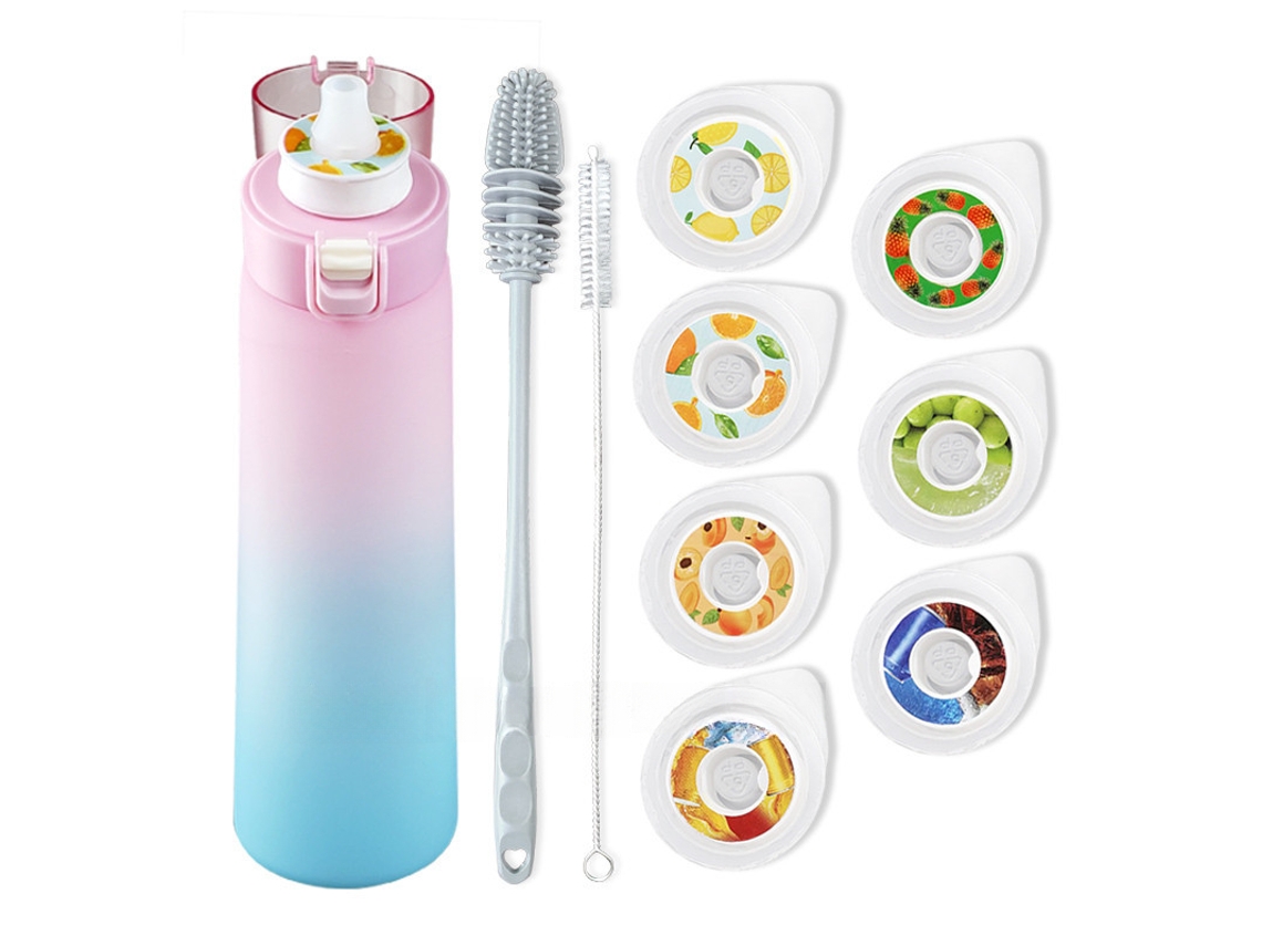 Garrafa De Água Para Esportes Ao Ar Livre Fitness 7 Sabores Cápsula Sabor De Frutas 0 Açúcar 0 Calorias 650ml Com Canudo Cuich