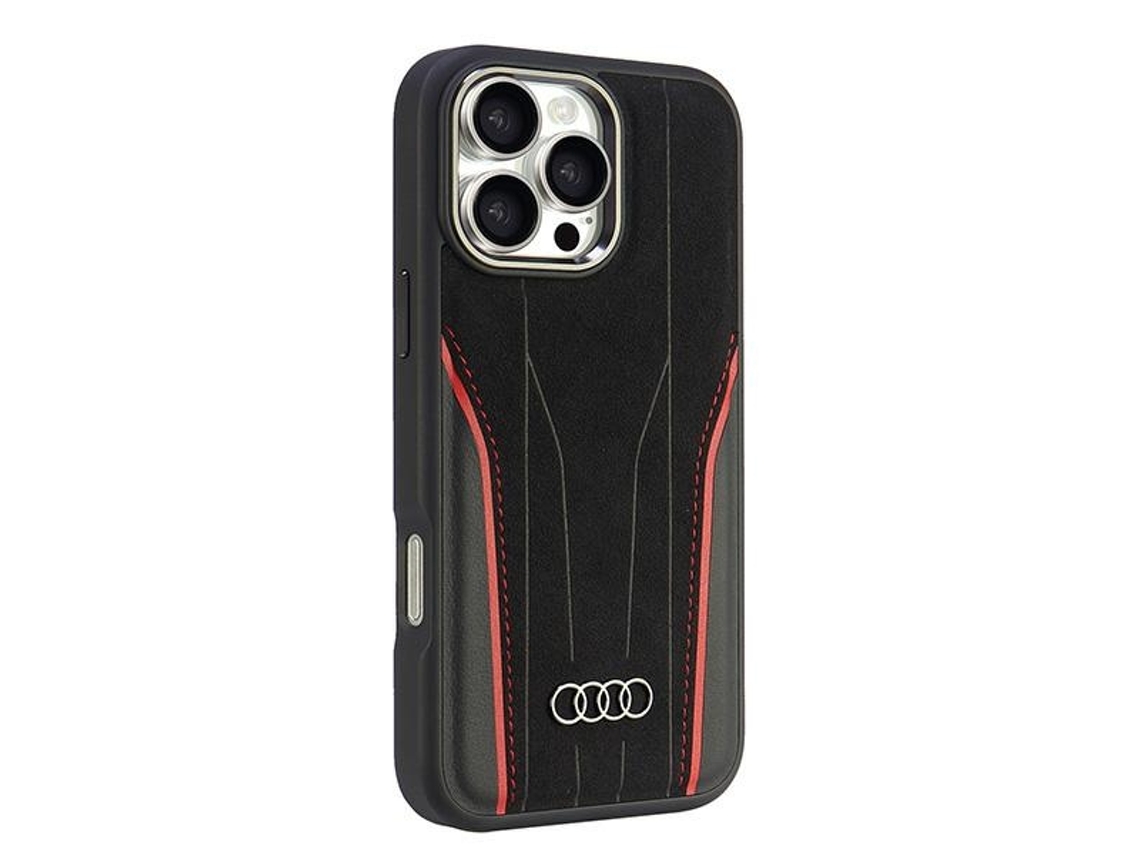 Capa para iPhone 16 Pro Max AUDI Pele Sintética Rígida Preto