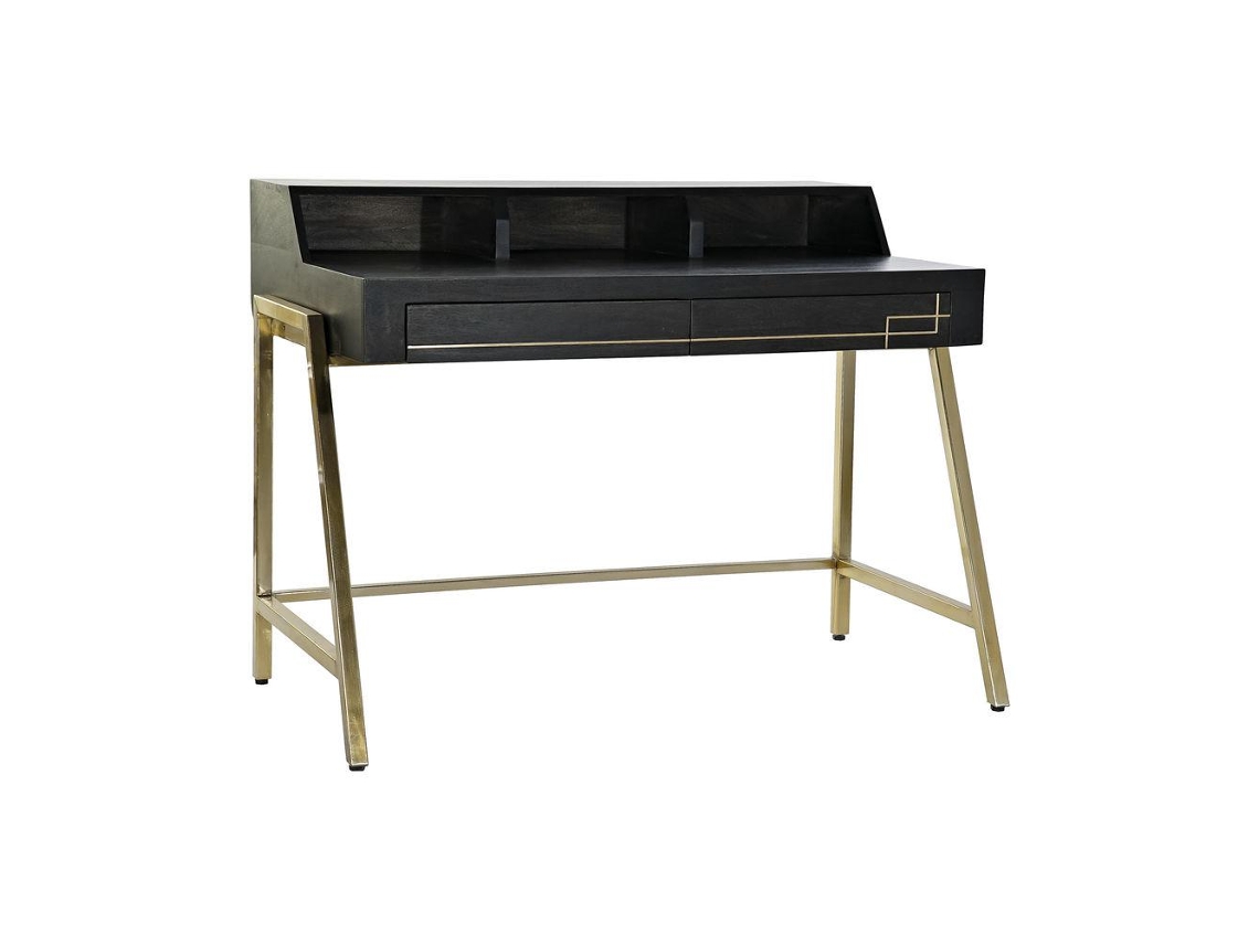 Secretária Dkd Home Decor Preto Metal Dourado Madeira de Mangueira 125 X 74 X 93.5 Cm