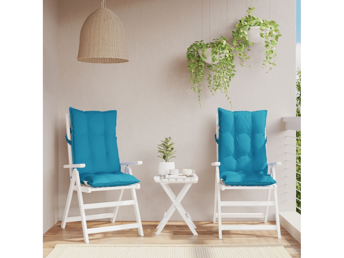 Vidaxl Almofadões Cadeira Encosto Alto 2 Pcs Tecido Oxford Azul-claro