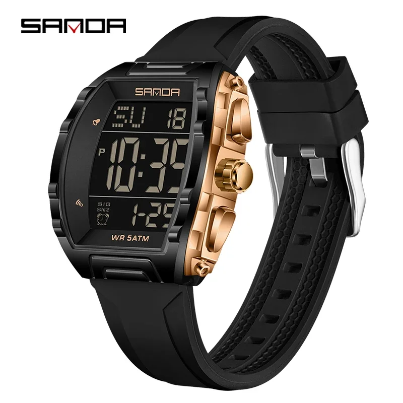 Relógio Eletrônico MDUG esportivo, elegante, luxuoso, à prova d'água com cronômetro, calendário e luzes luminosas (ouro rosa)