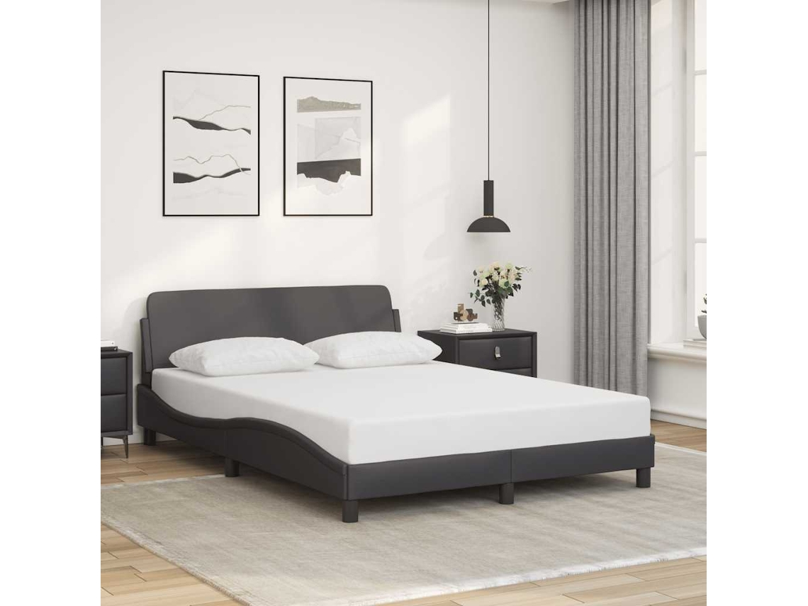 Vidaxl Estrutura De Cama Dover 120x200cm Couro Artificial Cinzento