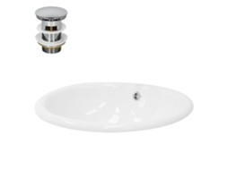 Lavatório ML-DESIGN Incl. Conjunto de Sumidouro Sem Transbordo 69x46x13 cm Cerâmica Branca