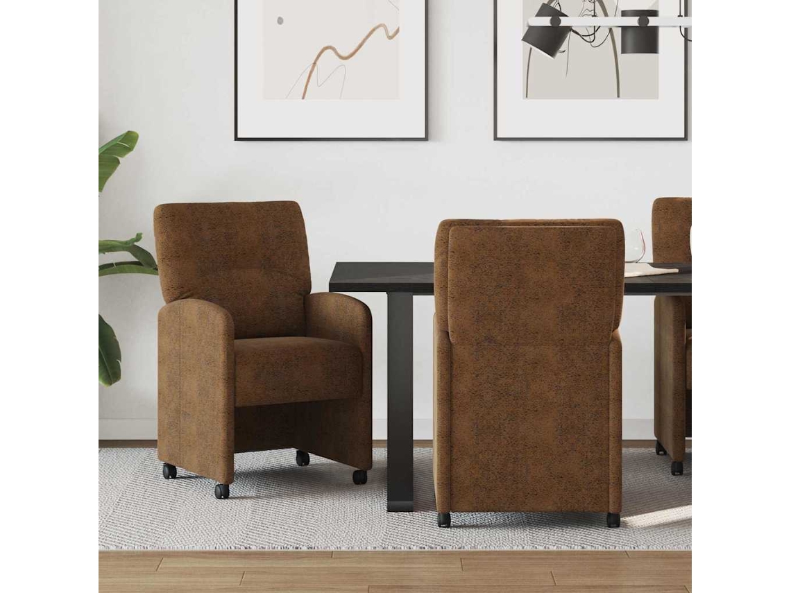Vidaxl Cadeiras De Jantar Com Rodas 2 Pcs Castanho 57 X 67 X 95 Cm