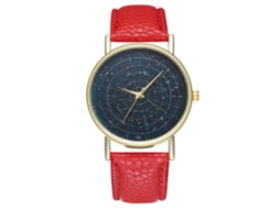 Relógio de pulso de quartzo com pulseira de couro PU, estilo minimalista e moderno, Zhoulianfa vermelho unissex.