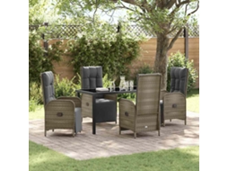 Vidaxl Conjunto De Jantar Para Jardim 5 Pcs Cinzeto Vime Pe