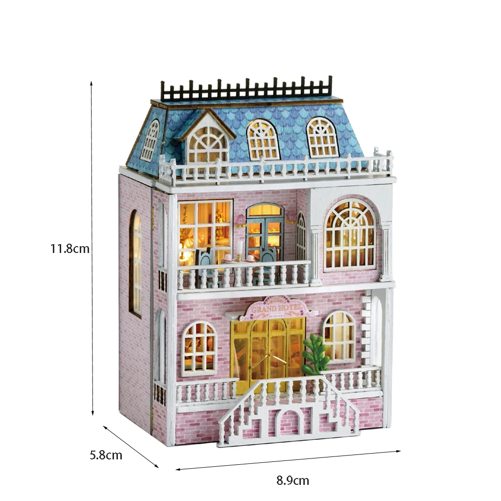 Kit de Casa de Bonecas de Madeira "série Casas em Miniatura" Modelo em Miniatura MDUG (estilo 3)