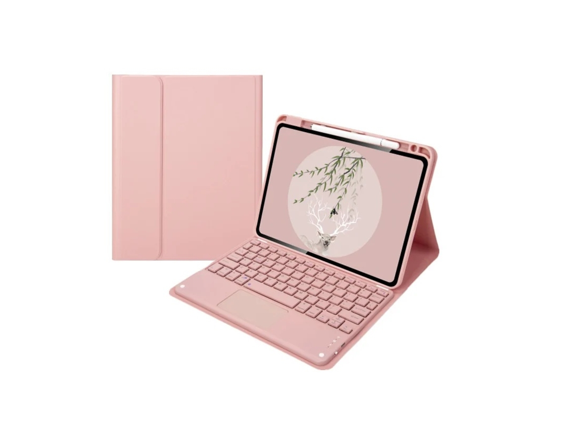 Elysve Capa Com Teclado Bluetooth Touchpad Magnético Para Ipad Pro 11 Polegadas, Cor Rosa