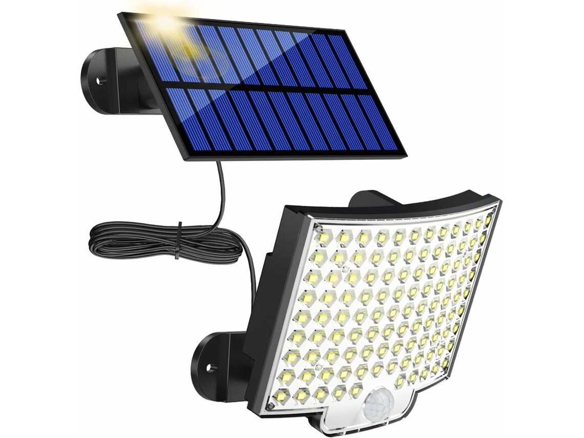 Luminária Solar AQUAFORGE de parede com 106 Leds, 5 M, ip65, sensor de movimento, ângulo ajustável