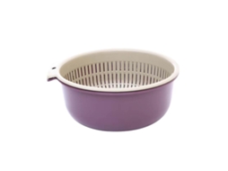 Coador de Cozinha PP Seguro de Duas Camadas para Arroz, Frutas, Verduras e Armazenamento