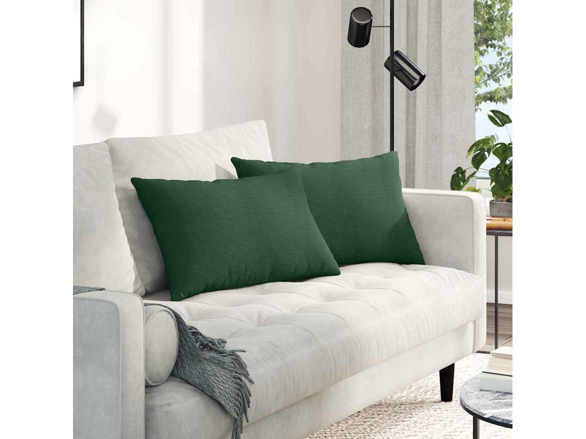 Vidaxl Travesseiros De Sofá 2 Pcs Verde Escuro 60 X 40 Cm