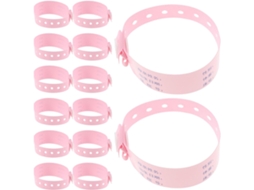 Pacote com 100 pulseiras de identificação médica para recém-nascidos, pulseira ajustável em PVC rosa para uso hospitalar.