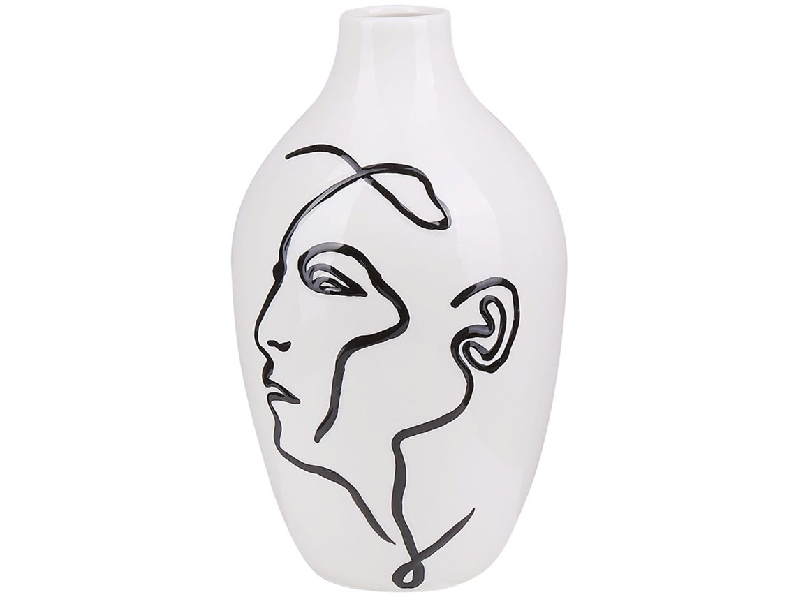 Jarra De Flores Helike 23 Cm Grés Branco