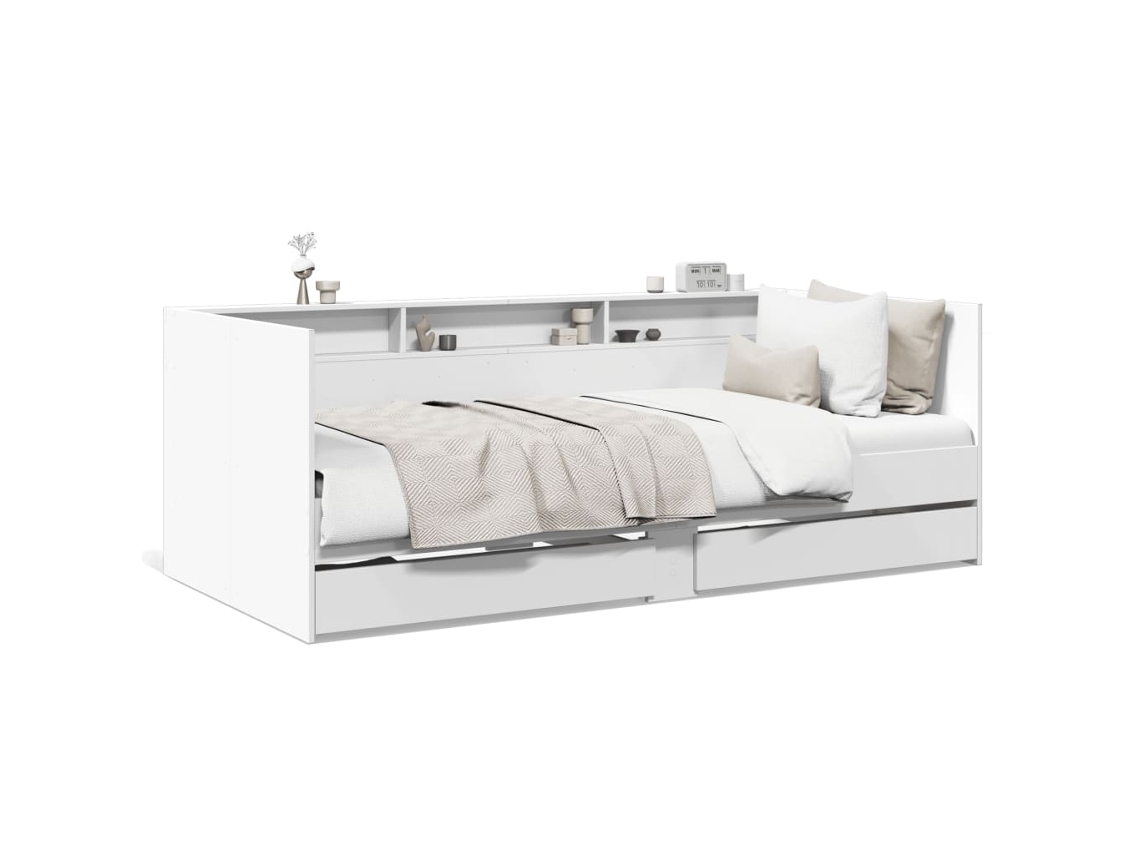 Sofá cama com Gavetas Sem Colchão 100x200 Cm Branco MAISON EXCLUSIVE