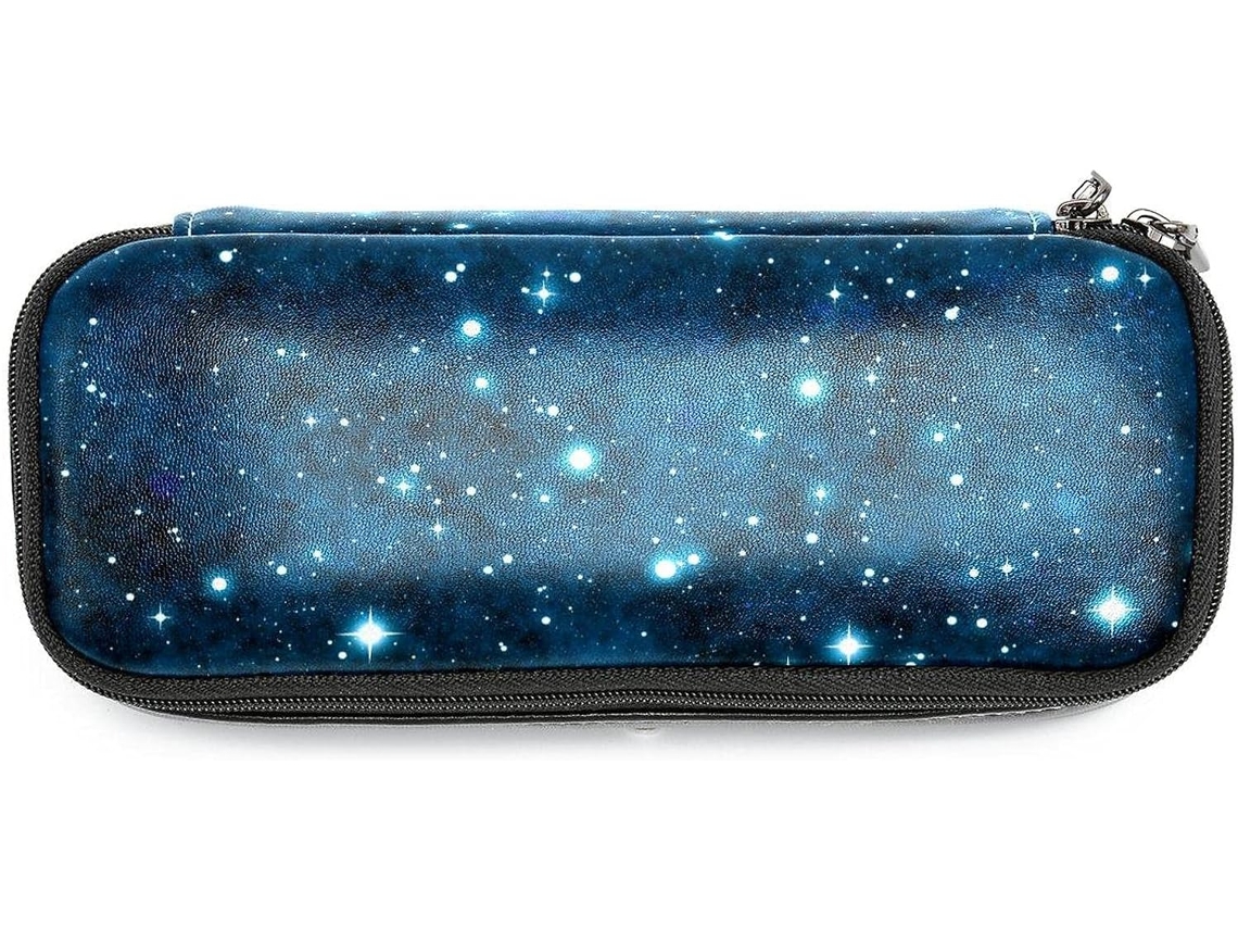 Estojo Grande Lápis Com Estampa De Galáxia, Nebulosa E Estrelas, Organizador De Maquiagem, Ideal Escola