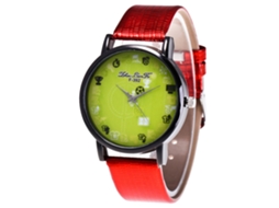 Relógio analógico unissex de quartzo com pulseira de couro PU (vermelho)