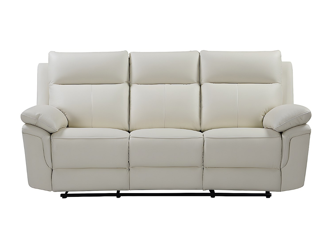 Sofá Relax Pakita VENTE-UNIQUE.PT (Marfim - Pele - 208x92x102 cm)