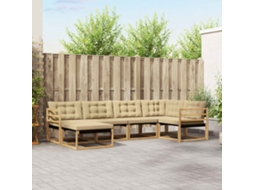 Vidaxl Conjunto De Sofás Para Exterior 6 Unid. Branco E Bege
