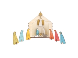 Figura De Presépio De Madeira Decoração Mesa Presente Worten