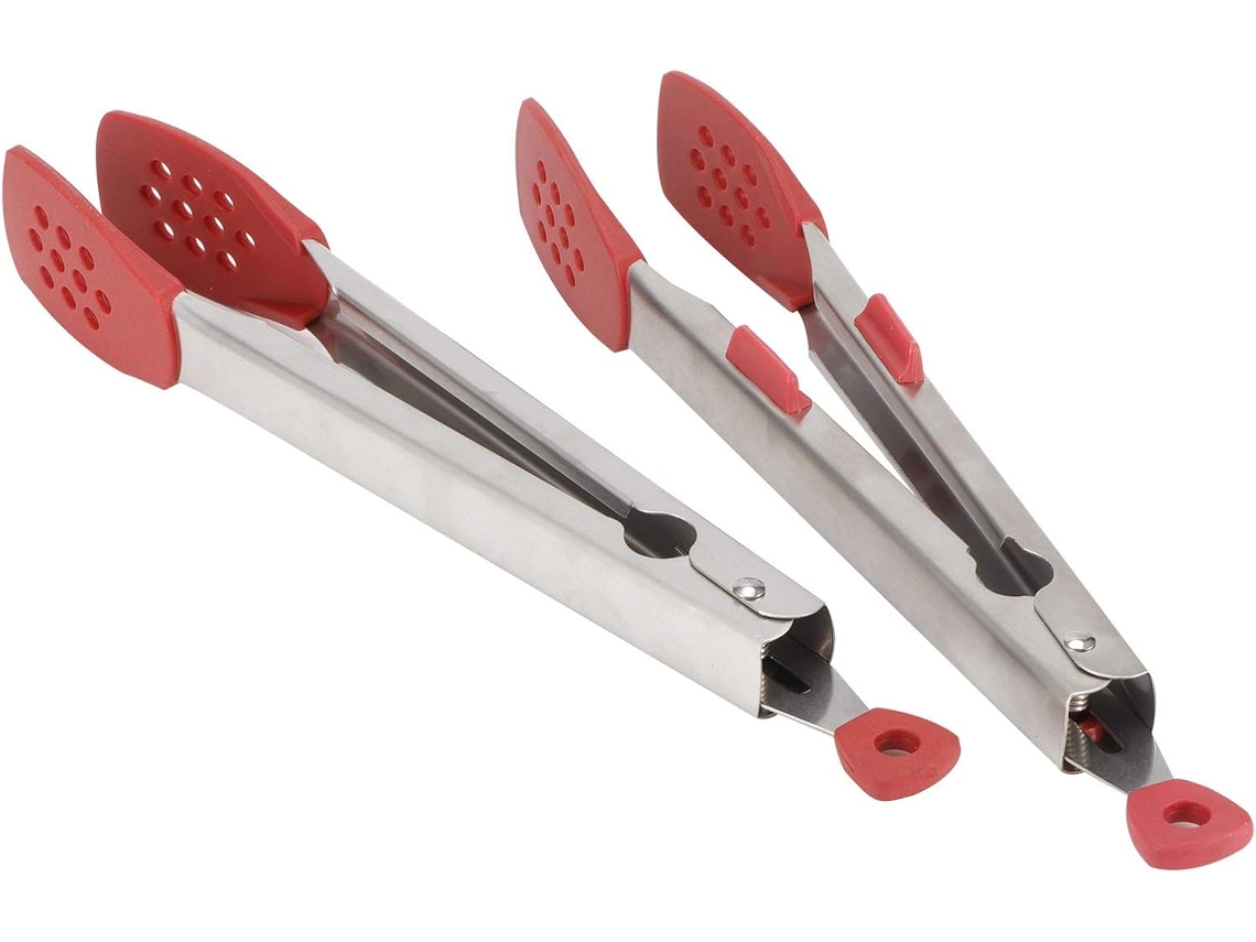Conjunto De 2 Pinças Para Alimentos Cocoarm Em Aço Inoxidável Com Pontas Silicone, Pinças Para Bife 304, Cabo Ergonômico