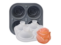 Forma De Gelo Em Silicone 3d Formato Rosa, Cinza